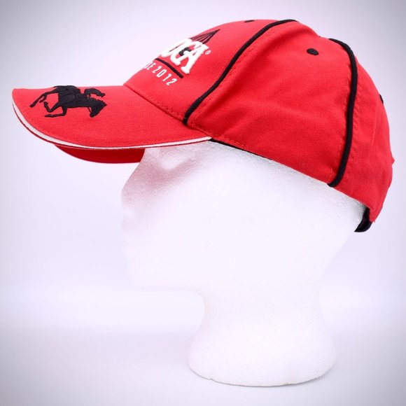 Saratoga NY Horse Race Course Hat Red 2012 Cap Cotton Embroidery Hook Loop Close - Picture 2 of 7
